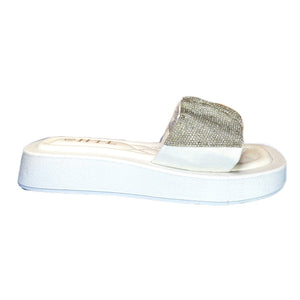 Sandalia Ornela Blanco Plata. - Pastik.cl