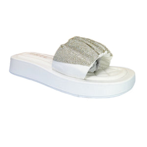 Sandalia Ornela Blanco Plata. - Pastik.cl