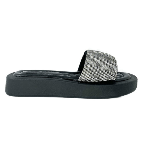 Sandalia Ornela Negro Plata. - Pastik.cl