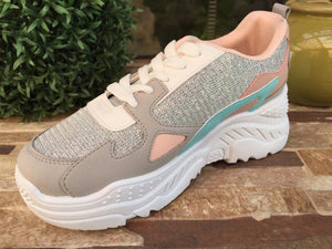 Zapatilla chunky Blanco/plata 031 - Pastik.cl