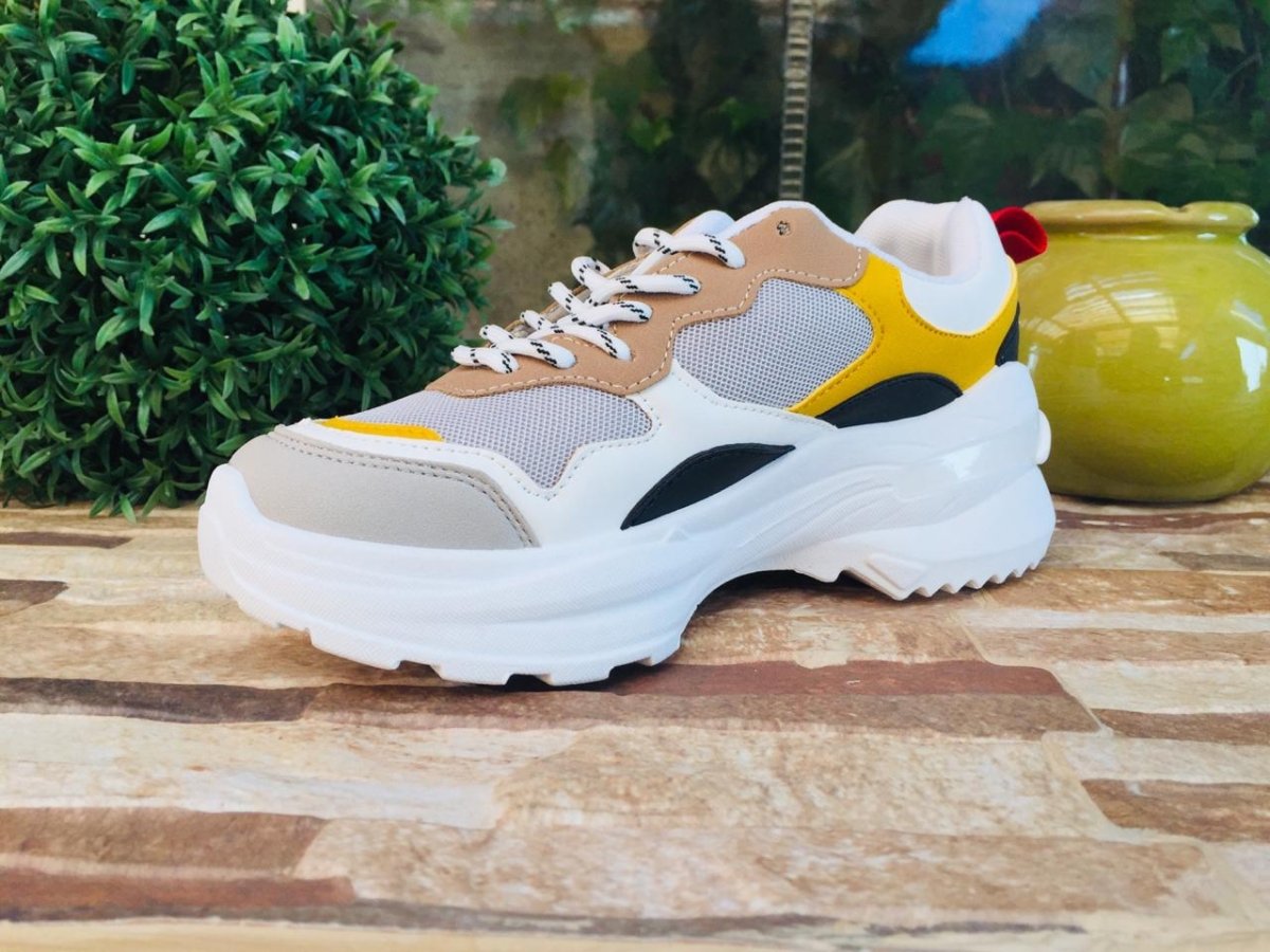 Zapatilla chunky White-yellow 033 - Pastik.cl