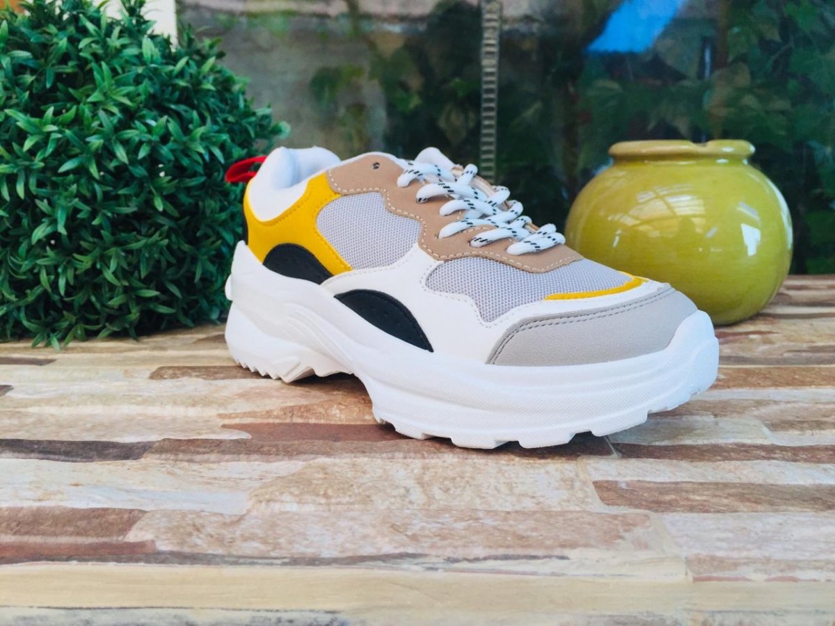 Zapatilla chunky White-yellow 033 - Pastik.cl