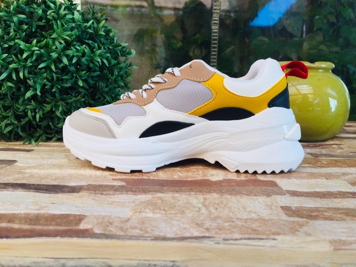Zapatilla chunky White-yellow 033 - Pastik.cl