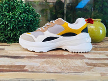 Cargar imagen en el visor de la galería, Zapatilla chunky White-yellow 033 - Pastik.cl
