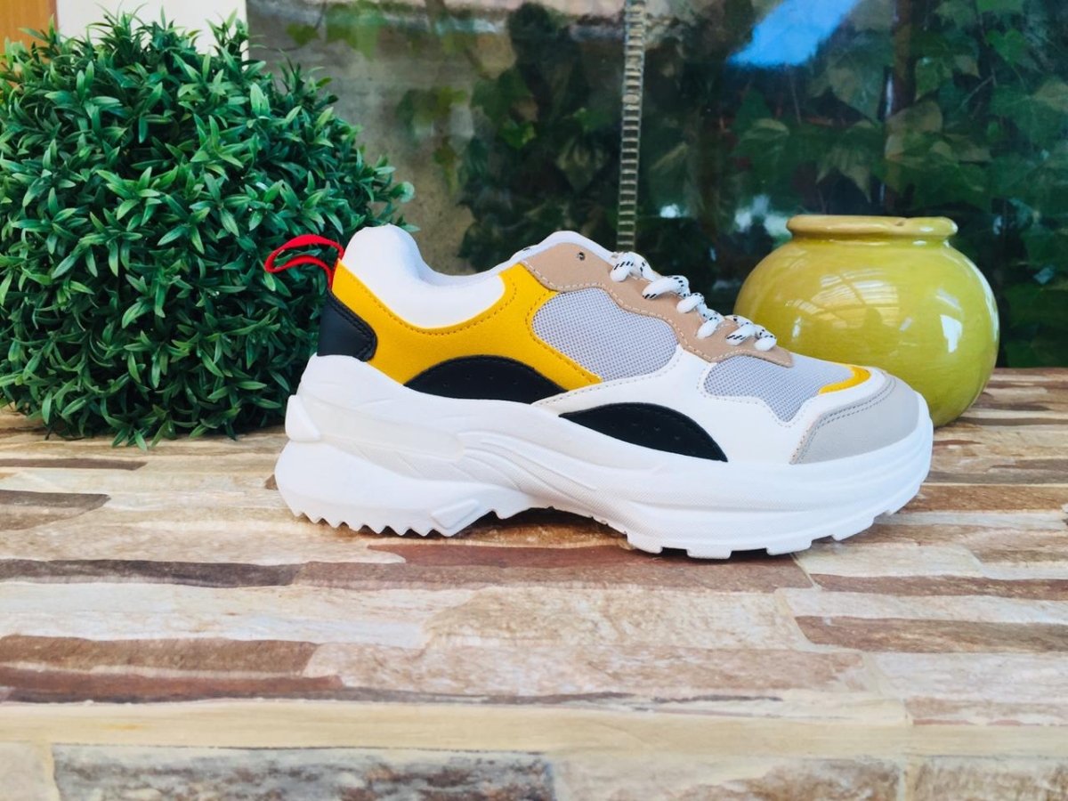 Zapatilla chunky White-yellow 033 - Pastik.cl