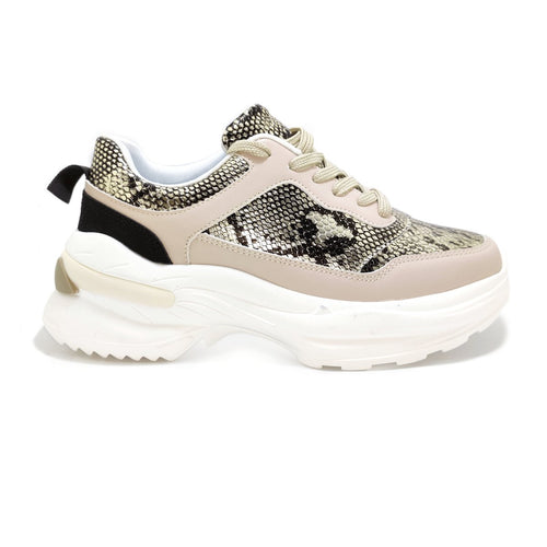 Zapatilla Lucia Beige Snake Gold - MININAS-CAJA 12 PARES (36 AL 41) - Pastik.cl