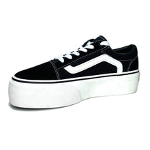 Cargar imagen en el visor de la galería, ZAPATILLA MUJER LONA NEGRO BLANCO VAS II - Pastik.cl
