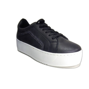 Zapatilla patlaforma negra suela blanca brillo 286 - Pastik.cl