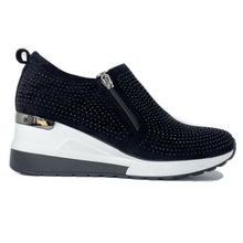 Cargar imagen en el visor de la galería, Zapatilla plataforma negro brillos N19 - Pastik.cl
